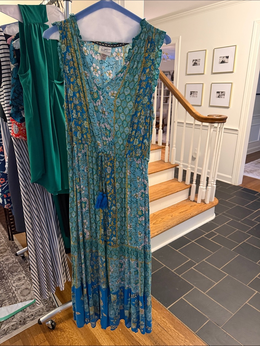 Knox Rose Teal Floral Boho Maxi Dress